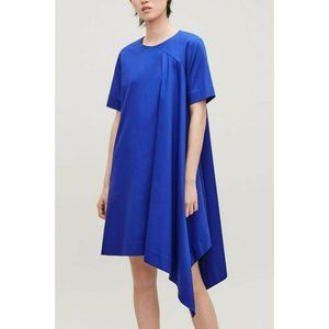 COS Cobalt Blue Short Sleeve Asymmetrical A Line Dress